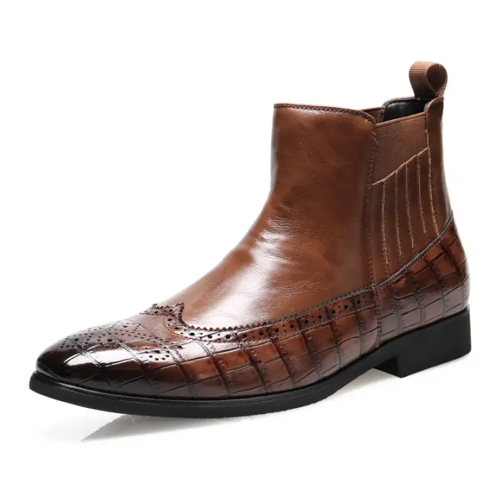 Botas cortas Chelsea de hombre con punta puntiaguda más el tamaño de los zapatos de hombre - 1