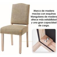Juego de 4 sillas de comedor con respaldo alto, sillas de cocina, patas de madera maciza, diseño clásico, con botones bronceados, sillones y sillas para salón, asientos tapizados - details 55