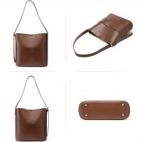 Bolso tipo cubo de gran capacidad para mujer, bolso cruzado convertible y bolso de mano con cierre a presión, bolso de viaje de trabajo espacioso en negro/blanco/, elegante bolso de hombro diario para mujer, bolso versátil, bolso elegante, asas resistente - details 4
