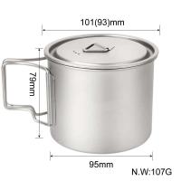 Olla al aire libre, 450 ml, 550 ml, 650 ml, 750 ml, picnic, utensilios de cocina de titanio para acampar, taza de agua - details 7