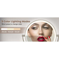 Rocollos Maquillaje iluminado montado en la pared enchufable de 8 pulgadas, aumento 1X/10X, tocador de baño LED de doble cara, regulable en 3 - details 2