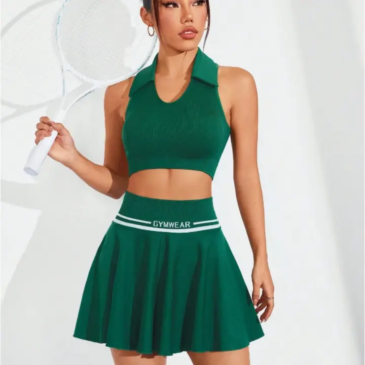 Falda de tenis de una pieza, falda deportiva, falda de bádminton, tejido sin costuras, sensación elástica de cuatro lados, secado rápido - 1