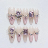 Uñas cómodas y encantadoras de mediados de temporada con dije de diamante Manicura de salón profesional para belleza - details 3