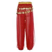 Harem de danza del vientre oriental para mujeres y niñas, gasa con lentejuelas de lunares, pantalones árabes brillantes para Halloween y carnaval - details 8