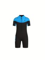 Traje de neopreno con bloqueador de color para niños, Traje corto con cremallera frontal, Traje de neopreno para surf y natación - details 6