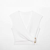 BUNO-Vestido con broche, cuello en V, sin mangas, vestido plisado para mujer, vestidos Midi para mujer, vestidos largos elegantes para mujer - details 3