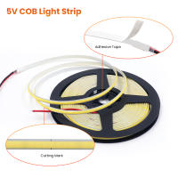 Tira de LED COB Flexible de Alta Luminosidad 5V DC RA90 320Leds/m Barra de Luz de 5mm en Colores Variados: Azul Blanco Rojo Verde Rosa Amarillo XUNATA - details 3