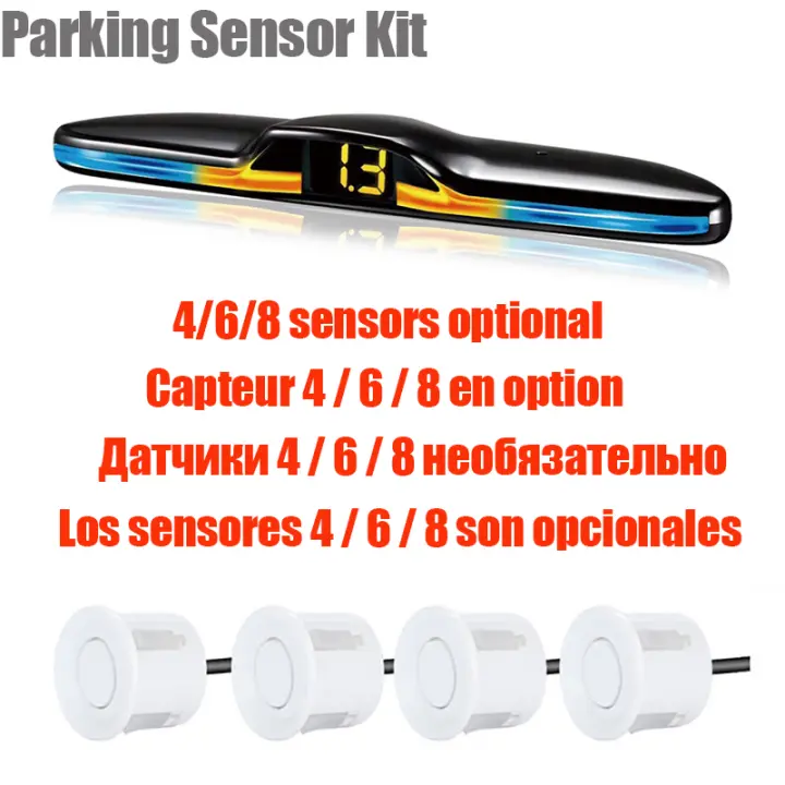 Kit de Sensor de estacionamiento de Radar múltiple, sistema de pantalla LED Parktronic, asistente de Detector de Monitor de respaldo, Sensor de Radar 4/6/8 - 1