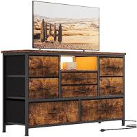 Mueble para TV con tocador LED con toma de corriente para TV de 55 pulgadas - Baúl de almacenamiento ancho para dormitorio, sala de estar y entrada, mesa consola superior de madera con 22 modos de luz - details 0