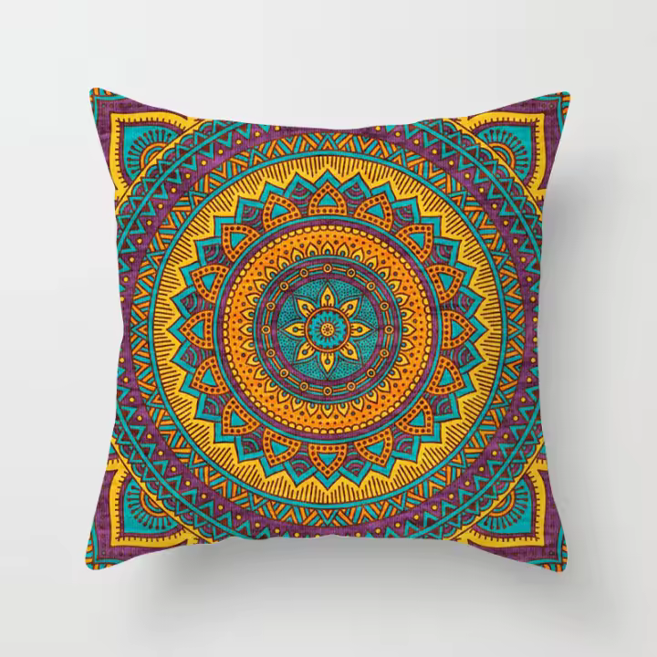 Fundas de almohada para sofá con estampado múltiple, decoración del hogar, dormitorio, coche, oficina, cojín con patrón de Mandala - 1