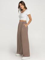 Pantalones de Moda para Mujer de Cintura Alta y Sólida Pantalones Anchos para Primavera Otoño - details 26