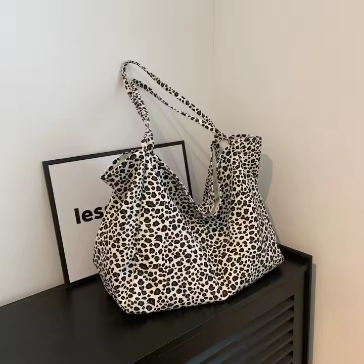 Bolso de mano de lona con estampado de leopardo para mujer, regalos para ella, bolso de hombro diario de gran capacidad para el día a día, bolsos de viaje diarios de alta calidad para el regreso a la escuela, bolso de mano de trabajo, bolso de playa, bols - 1