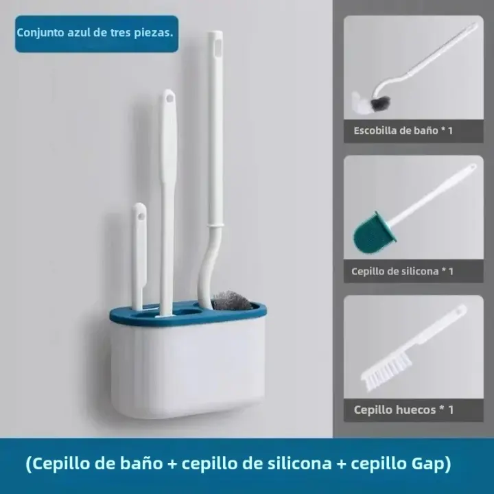 Juego de Cepillo de Inodoro de Pared 3 en 1 Limpieza Suave sin Perforación - 1