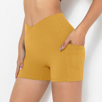Pantalones cortos de gimnasio para mujer, yoga con bolsillo, leggings Fiess, pantalones cortos de cintura alta - details 12