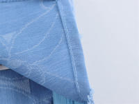 OUWU- Top Corto De Jacquard Azul Para Mujer, Camisas Ajustadas Retro Con Mangas Voladoras Y Cuello Cuadrado En La Espalda, Blusa Y2k Con Cordones Para Primavera Y Verano - details 6