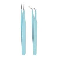 KADS Pinzas rectas y curvadas de acero inoxidable, 2 piezas, herramientas para manicura, diamantes de imitación, lentejuelas - details 0