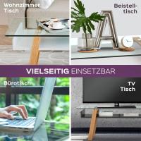 Mesita de Centro Rectangular, de Vidrio y Madera con Bandeja para Revistas, Mesa de Centro Baja para Salón y Oficina - details 36