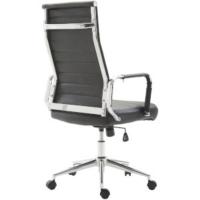 Silla De Oficina Kolumbus En Simil Cuero & Base De Metal con Ruedas I Silla De Escritorio Ergonómica & Regulable En Altura, Color:Gris - details 4