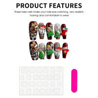 Uñas Postizas De Navidad Hechas a Mano Largo Medio Con Decoración 3D De Santa Claus Hombre De Neón Y Delfín Regalo De Uñas Falsas - details 1
