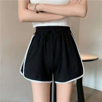 Pantalones deportivos de cintura alta para mujer, pantalones de seguridad para Yoga de pierna ancha informales para exteriores, pantalones cortos de mezcla de algodón de tres cuartos de longitud - details 10