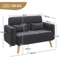 Sofá de Tela Morno Diseño de 2 Plazas Tamaño 116.5X73.5 cm Cojines Lumberos Incluidos Max 158 KG - details 2