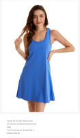 Nuevo estilo de camisón europeo y americano para comercio exterior transfronterizo, camisón de algodón con tirantes elásticos de talla grande, vestido sin mangas para mujer, se puede usar como ropa de casa - details 19