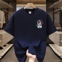 Camiseta de Algodón con Patrón Diseño Suelto y Casual Manga Corta Talla Grande Textura Brillante - details 8