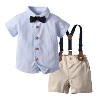 Camisa de manga corta de algodón con cuello vuelto a rayas para niños, estilo coreano, ropa de verano 2025 - details 1