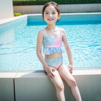 Traje de baño de sirena para niños, traje de actuación de vestido de princesa para niñas grandes, medianas y pequeñas, traje de baño de bikini dividido para mujeres de tres piezas - details 4