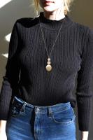 Collar con colgante de disco largo para mujer, cadena de suéter chapada en oro de 18 quilates, joyería de moda - details 1