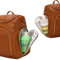 Mochila para pañales de cuero PU + cambiador + correas para cochecito + bolsa aislante + bolsa de cosméticos - details 3