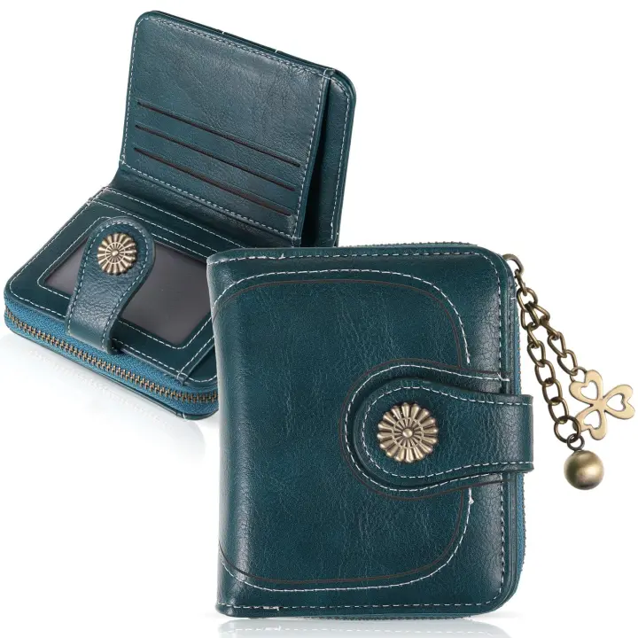 Cera de petróleo Corta de cuero Vintage para Mujeres, Carteras pequeñas, Monedero Lindo, Monedero del Bolso Femenino - 1