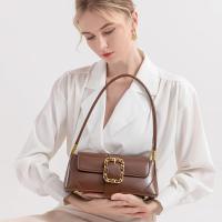 Bolso baguette retro vintage para mujer: elegante bolso de hombro marrón con correa de cadena en tono dorado, cierre magnético y forro de poliéster para uso diario, bolso novedoso - details 8