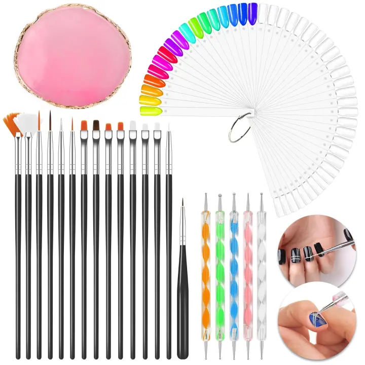 Kit de pinceles para decoración de uñas, pluma de diseñador, herramientas de sello para decoración de uñas - 1