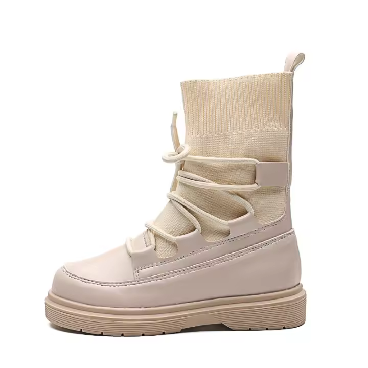 Botas de niña con tejido de punto, correas, botines, calcetines y botas de marea. - 1