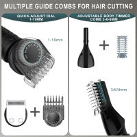Hatteker-cortadora de pelo todo en uno para hombre, máquina de corte de pelo eléctrica intercambiable con 7 cuchillas, recargable por USB - details 4