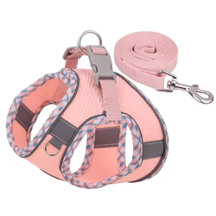 Arnés reflectante para perro y gato, conjunto de cuerda para el pecho, transpirable, ajustable, para perros pequeños y medianos - 1