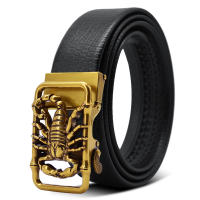 Cinturón de cuero con hebilla automática para hombre, escorpión 3D, Punk, de diseñador, Animal, talla grande, 130, 140, 150, 160, 170cm, 2023 - details 2