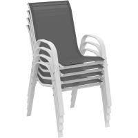 Juego de 4 sillas de jardín LYMA de metal y textileno apilables blanco y gris - details 4