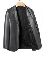 Chaqueta de cuero para traje de hombre de alta calidad, abrigo de cuero de moda para otoño e invierno, nuevo traje pequeño informal, chaqueta de cuero para hombre - details 6