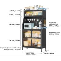 Armario de cocina, mueble auxiliar, aparador de 5 niveles, con orificio para cables, ganchos, ruedas, puerta magnética - details 26