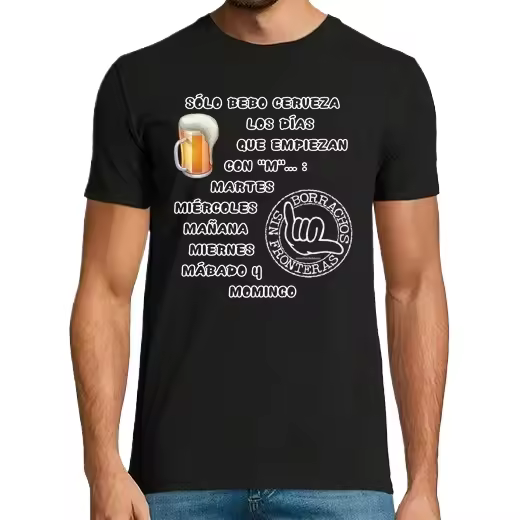 Sólo bebo cerveza los días que empiezan con M Camisetas CERVEZA,Pack Regalo Camiseta Personalizada - 1