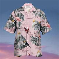 Camisa hawaiana de manga corta con estampado 3D de loro de verano para hombre y mujer, ropa para hombre - details 6