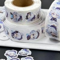 Juego de pegatinas Genshin Impact para niños, calcomanías de dibujos animados, lindos Focalors Furina, círculo, juguete, regalo, 500 unids/set - details 3