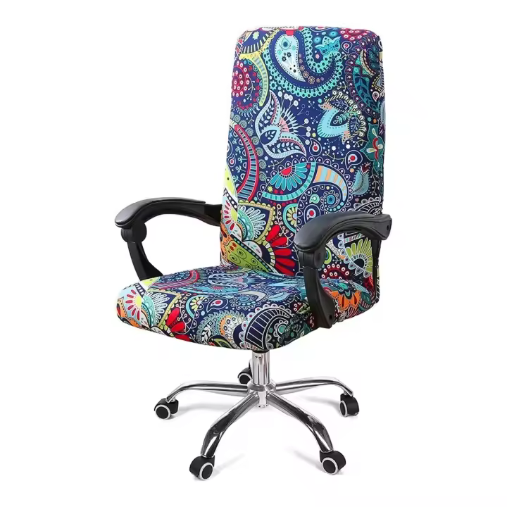 Fundas para sillas de oficina y ordenador de 2 piezas con estampado elástico, fundas giratorias universales de ajuste suave para escritorio, antipolvo lavable extraíble - 1
