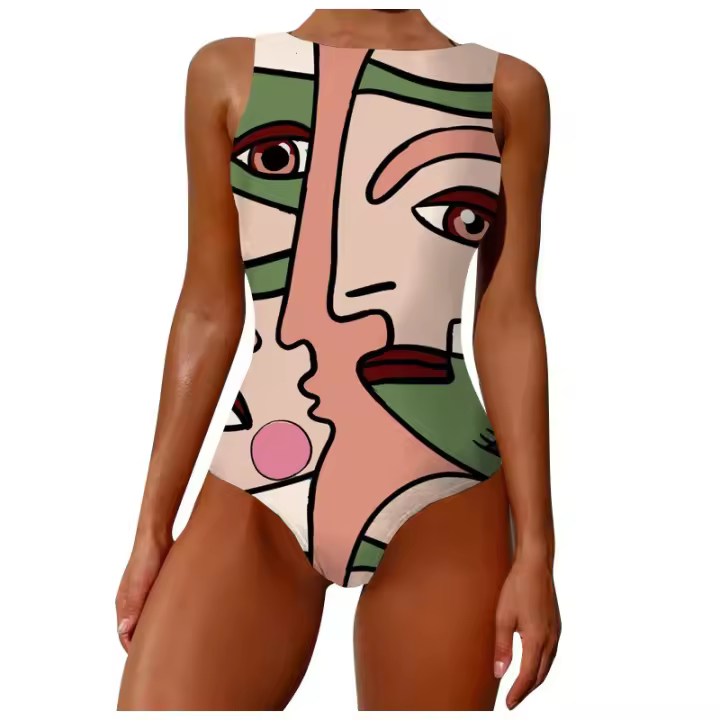 Traje de baño bikini sexy de una pieza con estampado irregular de anime para mujer Nova - 1