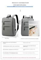 Mochila de negocios de doble tirón, color sólido con USB, bolsa de ordenador simple - details 1