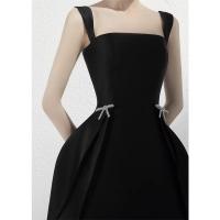 Elegante Vestido de Noche de Satén Blanco Diseño Francés Nicho Ideal para Banquetes y Fiestas de Cumpleaños Pode Ser Visto con Traje Formal - details 4