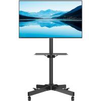 Soporte TV Ruedas para Pantallas de 23 a 60 Pulgadas, Soporte TV Suelo Ajustable en Altura con Estante, Soporte TV Movil Compatible con VESA 50x50mm a 400x400mm, Capacidad 40kg, Negro - details 0