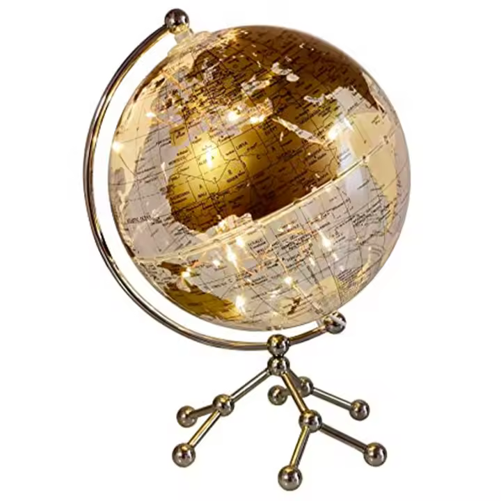 Globo del mundo iluminado con soporte de Metal, globo interactivo educativo, lámpara LED, 8 pulgadas - 1